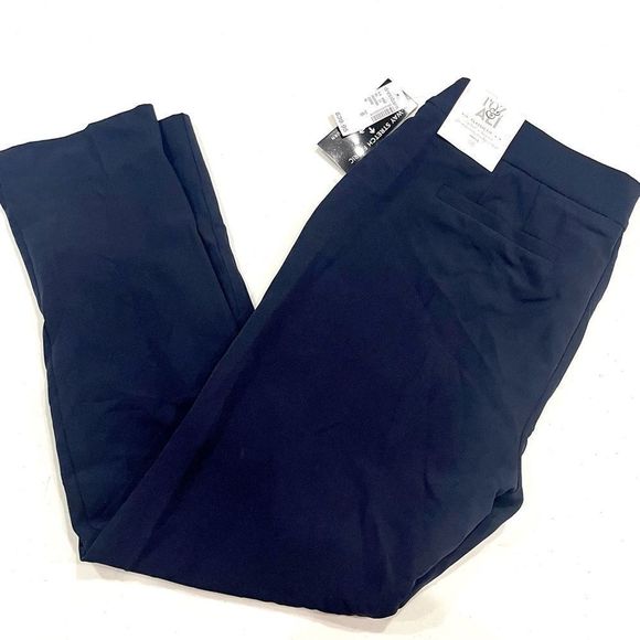 New Roz & Ali Black Classic Fit Ankle Straight Career Dress Pants Navy Blue - Picture 2 of 11